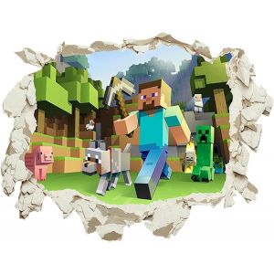 Cauc-3d Autocollant Mural De Jeu De Pixels,40*60 Cm,Cartoon Murales D&eacute;corations Sticker,Dessin Anim&eacute; Game Stickers Muraux,Cool Mosa&iuml;que Anime 3d Wall Stickers Pour Enfants Chambre Salon Cuisine D&eacute;cor - Neuf