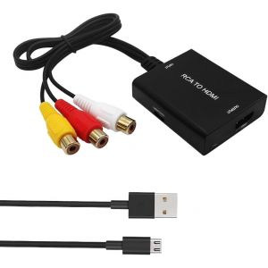 Convertisseur Rca Vers Hdmi, Adaptateur Rca Vers Hdmi, 720P/1080P Adaptateur Av Vers Hdmi Vid&eacute;o Audio Convertisseur, Supporte Pal/Ntsc Pour Pc, Tv, Wii, Xbox, Stb, Vhs, Vcr[Z24] - Neuf
