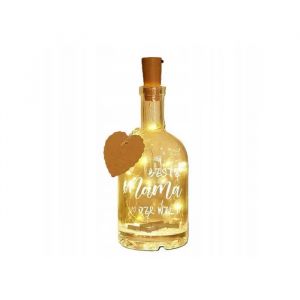 Bouteille Lumineuse Led D&eacute;coration Cadeau Maman - Ornement En Verre Avec Message Grav&eacute; Et Pendentif C?Ur - Ambiance Chaleureuse - Neuf