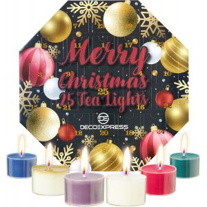 Deco Express Calendrier De L'avent 2025, 24 Bougies Chauffe Plat Sculptées 3d, Décoration De Noël, Cire Sans Parfum, Déco Festive 2,5h De Combustion (Bougies Chauffe-Plat 3d De Noël) - Neuf