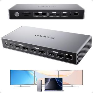 Station D'Accueil Usb C Displaylink Avec Secteur 140 W,Station D'Accueil Triple &Eacute;cran Avec 8K/4K,3X Hdmi,3X Displayport,Usb A/C 10 Gbit/S,Sd/Tf,Stationd'Accueil Pour Macbook/Windows - Neuf