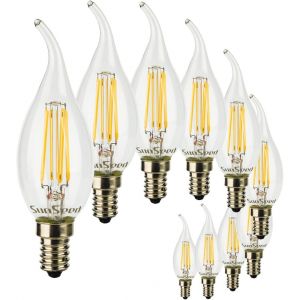 10x Ampoule Filament Led Flamme E14 6w Équivalent 60w Blanc Naturel 4000k - Neuf