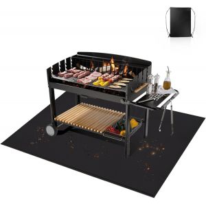 Tapis de barbecue de protection du sol, pliable, r&eacute;sistant &agrave; la chaleur, imperm&eacute;able, pour barbecue &agrave; gaz, tapis de barbecue en fibre de verre pour foyer, sol, chemin&eacute;es et pelouse (152 x 106 cm) - Neuf