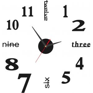 Cheng-Horloge Murale Diy Moderne 3d, Horloge Murale Sans Cadre Avec M&eacute;canisme Silencieux, Diam&egrave;tre 40cm Horloge Murale Adhesive, Et G&eacute;ante Pour Salon, Cuisine, Chambre, Bureau, Design &Eacute;l&eacute;gant, Noir - Neuf