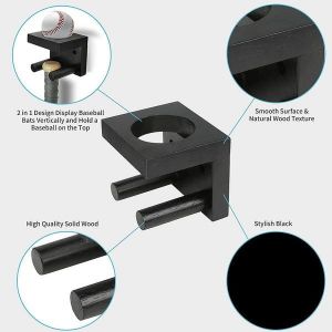 Pr&eacute;sentoir Mural En Bois Dur De Qualit&eacute; Sup&eacute;rieure Pour Battes Et Balles De Baseball &iquest; Id&eacute;al Pour Exposer Des Souvenirs Sportifs - Neuf