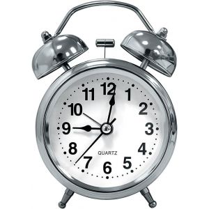 KAL-Réveil Métal À Double Cloche Alarme Réveil Rétro Avec Lumière De Nuit Horloge À Quartz Réveil Silencieux - Neuf