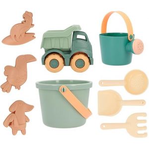 ERYI-Set De Jouets De Plage Sea Green | Kit De Jeu De Sable Enfant 6 Pcs, Incluant Seau, Pelle, Râteau, Passoire, Arrosoir Et Camion | Sécurité Et Amusement Parfait Pour Les Tout-Petits - Neuf