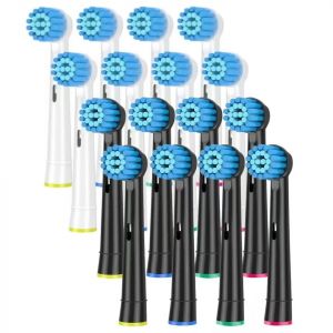 Paquet De 4/8/12/16 Têtes De Brosse De Rechange Pour Soins Des Gencives Sensibles Compatibles Avec La Brosse À Dents Électrique Oral B Braun,Blanc.8white 8balck. - Neuf