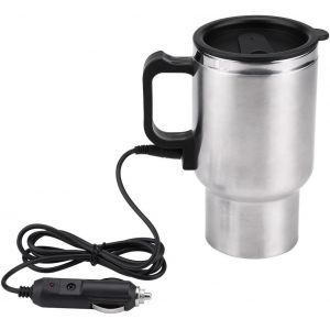 Sjzg-Tasse De Voyage Chauffée, 12v 16 * 8.5cm/6.3 * 3.3in450ml Électrique Dans La Voiture En Acier Inoxydable Voyage Chauffage Tasse Café Thé Voiture Tasse Bouilloire Eau - Neuf