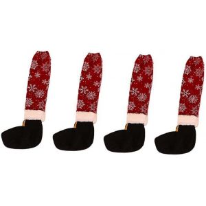 Ensemble de 4 morceaux de couvertures, pieds de table et chaise couvre-pieds de table souples, couverture de pieds de chaise de No&euml;l, des chaussures tissu bross&eacute;, de couvertures, de pied, de bureau - Neuf
