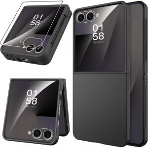 JGD-Coque Ultra Fine pour Samsung Galaxy Z Flip 7, [Film Protecteur Externe] Solide Antichoc R&eacute;sistant aux Rayures Anti-Poussi&egrave;re, Mate L&eacute;g&egrave;re Rigide Simple Samsung Z Flip 7 Case, Noir - Neuf