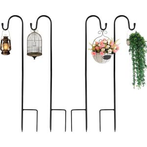 Mevronisshop-90cm Crochets De Berger Pour Jardin, 4 Pi&egrave;ces Crochets De Jardin En M&eacute;tal, Pour Cages &Agrave; Oiseaux, Lampes Solaires, Lanternes, Mariages, Paniers &Agrave; Plantes - Neuf