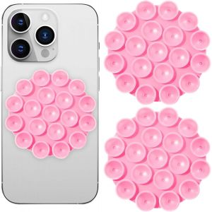 Lot De 2 Supports De Téléphone À Ventouse En Silicone, Support De Téléphone Autocollant, Miroir Antidérapant, Support De Téléphone Portable Pour Vidéos, Selfies, Douche (Rose)[CAR782232] - Neuf