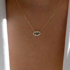 Kal-Collier Cz Mauvais Oeil Collier Pendentif Cz Or Collier Pendentif Mauvais Oeil Collier Cristal Bleu Collier Ras Du Cou Strass ?il Bleu Collier Choker Chaîne Fine Bijoux Pour Femmes Et Filles - Neuf