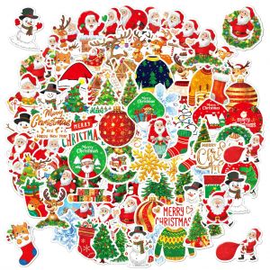 Lot De 100 Autocollants De Noël En Vinyle Imperméables Pour Enfants, Cadeaux, Valises, Bureau, Cahiers, Portes, Fenêtres, Cartes - Neuf