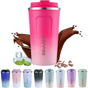 Tasse De Voyage Isotherme En Acier Inoxydable 510ml - Tasse &Agrave; Caf&eacute; Thermique &Agrave; Double Paroi Avec Couvercle &Eacute;tanche, Gobelet Portable Pour Boissons Chaudes Et Froides - Neuf
