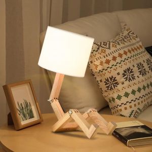 Subzonal-Lampe De Chevet Enfant,Lampe De Bureau Led En Bois R&eacute;glable,Veilleuse Cr&eacute;ative Pour Chambre &Agrave; Coucher,Lampes De Table D&eacute;corative Moderne Pour Le Salon Et Le Bureau(Base E27) - Neuf