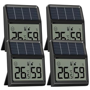 Solar Thermometre Humidimetre, Alimentation par la lumi&egrave;re naturelle int&eacute;rieure sans batterie, Thermom&egrave;tre Hygrom&egrave;tre Digital, Hygrometre Interieur - Neuf
