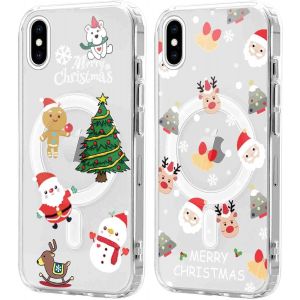 SJZG-2 Pi&egrave;ces No&euml;l Coque Magn&eacute;tique Pour Iphone Xs Max 6,5'', Etui En Motif Dessin Cadeau De No&euml;l Compatible Avec Magsafe, Housse Christmas Silicone Tpu Bumper Cover Pour Iphone Xs Max, No&euml;l 02 - Neuf