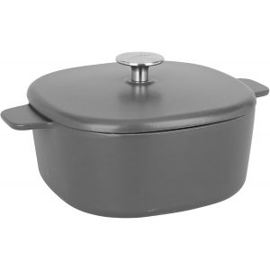 Subzonal-716936 Cocotte Carr&eacute;e En Fonte &Eacute;maill&eacute;e 3 Litres - L 21.5 Cm L 21.5 Cm H 9 Cm - Ext&eacute;rieur Et Int&eacute;rieur Noir Mat - Bouchon En Inox - Toutes Sources De Chaleur Y Compris Induction Et Four - Neuf