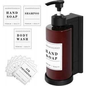 KAL-Distributeur De Savon Mural, 300Ml Distributeur Shampoing Et Gel Douche, Distributeur Savon Salle De Bain Avec Étiquettes, Rechargeable Distributeur Savon Liquide Pour Bains, Cuisine, Hôtel, Toil - Neuf