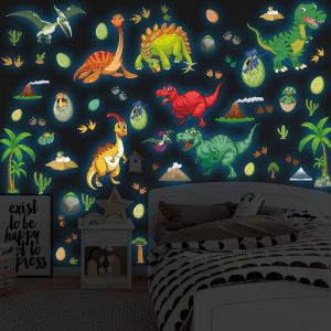 Eryi-Stickers Muraux Enfant Dinosaures Lumineuses Autocollant Muraux Lumineux Dinosaure Autocollant Amovible Sticker Mural Dinosaures Pour Enfant Garçons Fille Bébé Chambres Plafond Décoration Bleu - Neuf