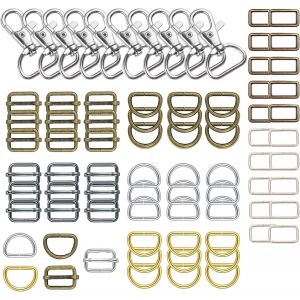 80 Pièces Porte-Clés Rotatif,Crochets Mousquetons Pivotants En Métal,Anneaux De D Et Boucle En Métal,Boucles Pour Sacs,Bijoux Et Clés,Key Rings,Hooks,Carabiner,Diy 25mm - Neuf