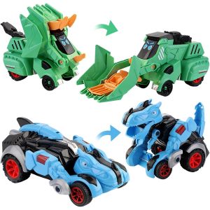 KAJGL-Voiture Dinosaure Transformateur Jouets,2Pièces Dinausore Voiture Transformable Pour Enfants 3-7 Ans Jouet Transformateur Dinosaure Cadeau Pour Enfants Dino Jouet Cadeau D'Anniversaire Noël - Neuf