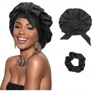 Bonnet En Satin Tress&eacute; Pour Femme Bonnet En Soie Pour Dormir Bonnet De Sommeil Avec Bande Elastique Bonnet De Nuit Pour Cheveux Longs Et Boucl&eacute;s Locs - Neuf