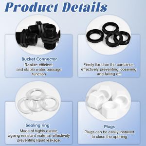 4 PCS Raccords Plein Cuve Eau 25mm Trop Plein Cuve Eau Passe Paroi Cuve Eau Raccords de Cloison avec 4 Écrous,4 Joints,4 Bouchons pour Cuve Eau,Tonneau,Citerne (3/4 Pouces) - Neuf