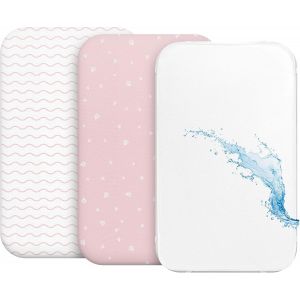Tianyi-Drap Housse Cododo (Set De 2) + 1 Protège Matelas Impermeable Avec Elastique - 3-En-1 - Taille 55x90 Cm - Compatible Avec Berceaux, Lit Matelas Cododo Bebe - Pour Fille Et Garçon - Motif Rose - Neuf