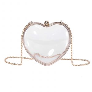 Clair Sac &agrave; main Sac &agrave; Bandouli&egrave;re pour les Femmes, les Petits en Forme de Coeur Cosm&eacute;tique Sac avec une Belle Sangle de Cha&icirc;ne, L&eacute;ger et &Eacute;l&eacute;gant - Neuf