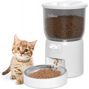 Yemaesre-Distributeur Croquettes Chat Automatique 3l, Minuterie Programmable Distributeur De Croquettes Pour Chat, 6 Repas Par Jour, Convient Aux Chiens Et Chats, Blanc - Neuf