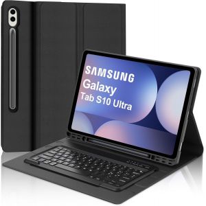 Étui Clavier Pour Samsung Galaxy Tab S10 Ultra 14.6"" 2024, Clavier Bluetooth Disposition Italienne Qwerty Amovible Magnétique Pour Samsung Tab S10 Ultra/ S9 Ultra 14.6"", Noir - Neuf