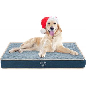 Tapis Lavable Pour Chien (Chaud Et Doux), Housse Amovible Et Doublure Int&eacute;rieure Imperm&eacute;able, Tapis R&eacute;versible Pour Chien, Matelas Pour Soulagement Des Articulations, Marine/Gris - Neuf