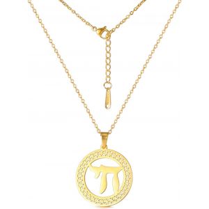 Kal-Collier Chai Juif Lettre Hébraïque Pendentif Cercle Symbole De Vie Classique Juif Chai Token Nom Juif Bijoux D'inspiration Religieuse Femmes - Neuf