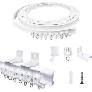 5m Rail Rideaux,Rail De Rideau Mantage Au Mur,Tringle À Rideaux Flexible Et Incurvée,Systèmes De Rail De Rideau Pour Rideaux,Douche,Séparateurs De Pièces,Blanc - Neuf