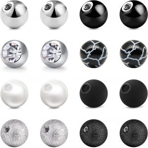 Nbgcm-14g 16g Piercing Balls Set De Boules De Remplacement En Acier Inoxydable 1.6mm 1.2mm 3/5/8mm Pour Les Bijoux De Piercing À Fil Argent Noir Or - Neuf