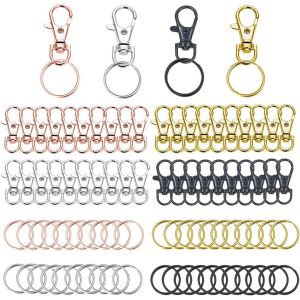 Gjhgf-Petit Mousqueton Porte Clé 80 Pièces Mousqueton Porte Clé Mousqueton Pivotant Crochet Porte Clef Avec Anneau Porte Clé Fermoirs Pivotants En Métal Pour Clés Cordons Bijoux Couleur Mixte - Neuf