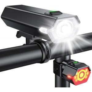 Lumiere Velo Led Ultra Puissant,[Phares Latéraux] Lampe Velo Rechargeable Usb,4 + 6 Modes Éclairage Velo Avant Et Arrière,360°Rotatif & Étanche Ip65,Accessoire De Vélo Enfant,Vtt,Vtc - Neuf