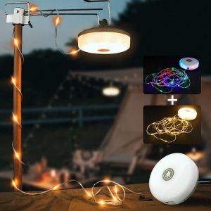 Kal-Guirlande Lumineuse De Camping Enroulable, &Eacute;tanche, Portable, 10 M, 2 En 1, Rechargeable Par Usb, Pour L'ext&eacute;rieur, Le Camping, La Cour - Luminosit&eacute; R&eacute;glable - Neuf