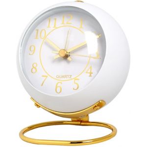 Kal-Réveil Analogique Sans Tic-Tac Avec Lumière - Réveil Rétro Puissant - Table De Chevet Pour Dormeurs Lourds - Batterie De Voyage - Petite Horloge De Bureau Pour Chambre D'enfant - Aiguilles - Neuf