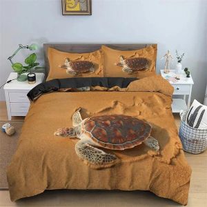 Parure De Lit Motif Tortue De Mer, Housse De Couette, Taies D'oreiller, Motif Animal De L'océan, Motif Tortue, Queen Size, Twin, Enfants, Textile De Maison, Carte, Corail, Housse De Couette, King Size - Neuf