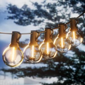 Guirlande Lumineuse Extérieure, 15m Led Guirlande , Ip44 Étanche Intérieur Guirlande Avec 25+1 G40 Plastique Ampoules Pour Bistro Jardin Fête Cour Blanc Chaud [Classe Énergétique G] - Neuf