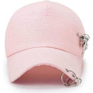 Personnalité Des Femmes Casquettes De Baseball À Chaîne À Trois Anneaux Casquette D'été Street Hip Hop Casquette Rose/Blanc Rose Taille Unique - Neuf