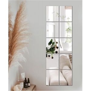 Miroir Mural Autocollant Verre Autocollant Miroir Adh&eacute;sif pour Salon Chambre Decoration Murale dans Maison (Lisse Poli, 20.5x20.5cm, 8 Pi&egrave;ces) - Neuf
