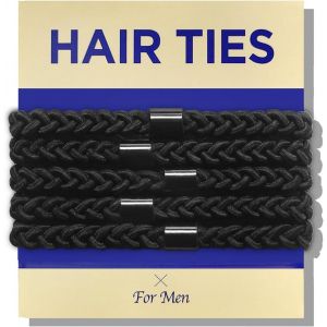 Cravates À Cheveux Pour Hommes Tressées Pour Hommes - Pour Les Chignons Cheveux Épais Et Denses Cravates Élastiques Pour Les Gars | Aucun Dommage Pli Rupture Noir 5 Unités (Paquet De 1) - Neuf