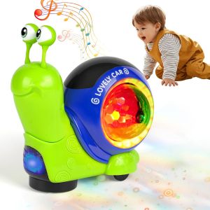 Escargot Qui Marche Bebe, Jouet Escargot Lumineux Jouet Rampant Am&eacute;lior&eacute; pour B&eacute;b&eacute;,avec Interrupteur de Contr&ocirc;le du Son et de La Vitesse, Cadeaux pour Enfants &acirc;g&eacute;s de 6 Mois &agrave; 5 Ans(escargots) - Neuf