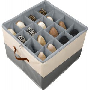 Ulteronixshop-Organisateur de Chaussures, Boite Rangement Chaussure Convient pour 16 Paires, Grand Bo&icirc;te &agrave; Chaussures Conteneurs avec S&eacute;parateurs R&eacute;glables, Pliable Organiseur (Beige-gris) - Neuf