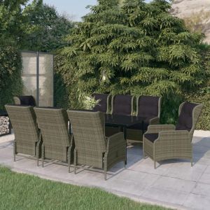 Prolenta Premium - Ensemble À Manger De Jardin 9 Pcs Marron - Neuf